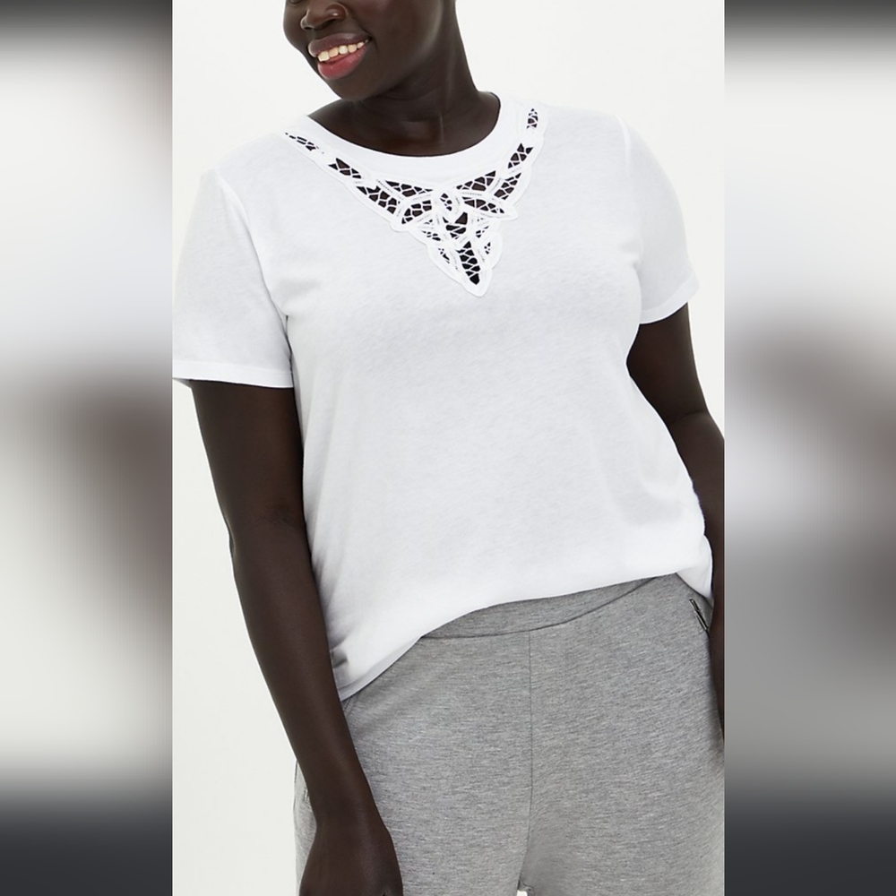 Torrid Plus Size Tshirt With Crochet Inset
